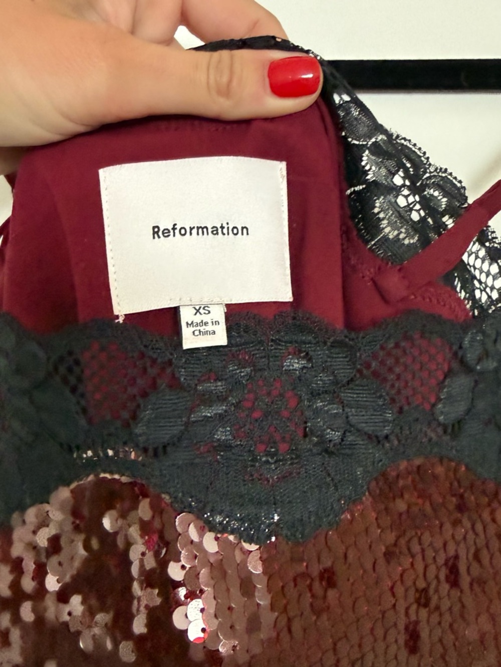 Reformation Nadene Sequin Lace Mini Slip Dress Plum Size XS - Picture 4 of 4